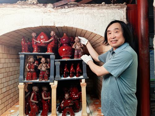 郸城泥人张振福新开窑陶瓷作品庆祝建党105周年
